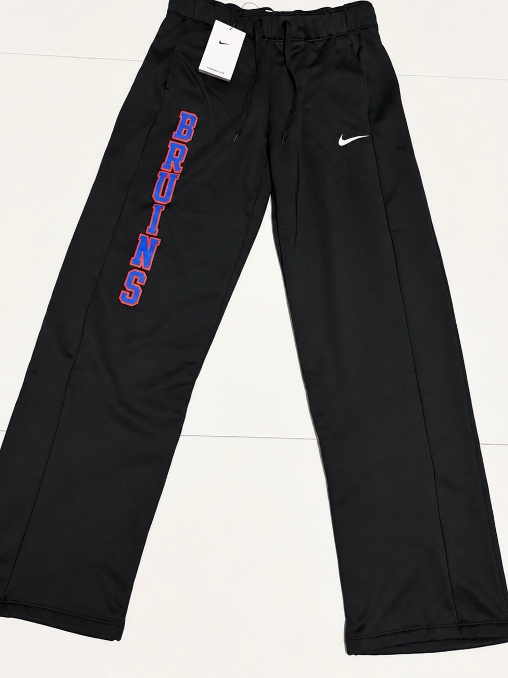 Nike Black Track Pants with Blue & Red Bruins Lettering